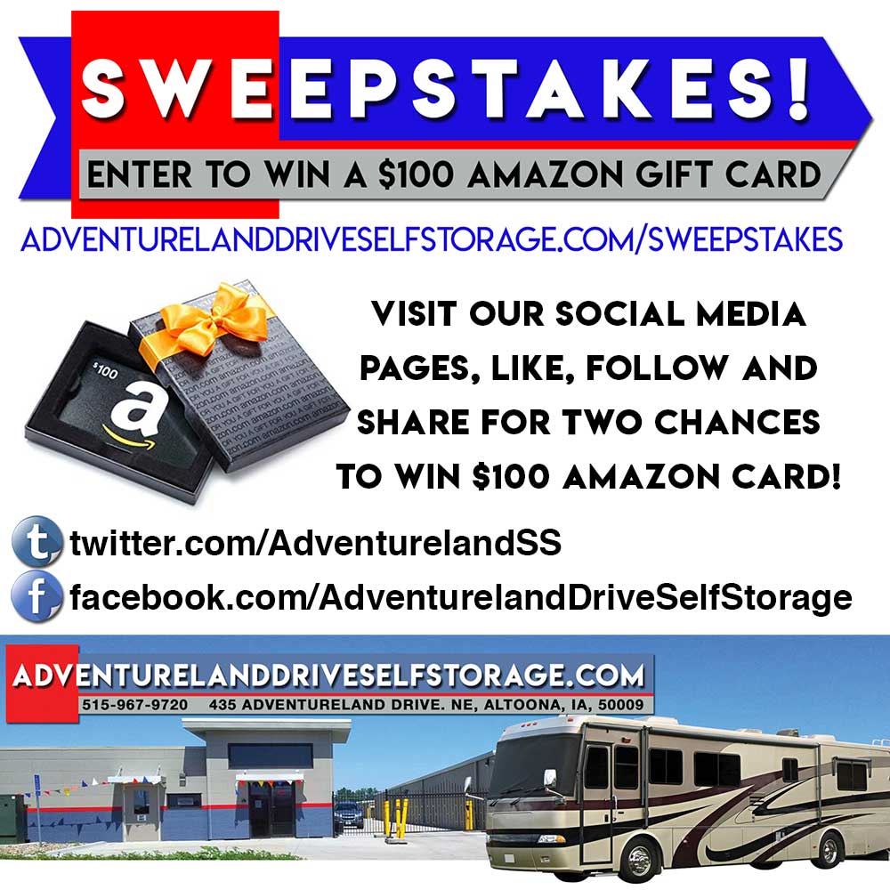 Adventureland Drive Self Storage Holiday Sweepstakes 2018