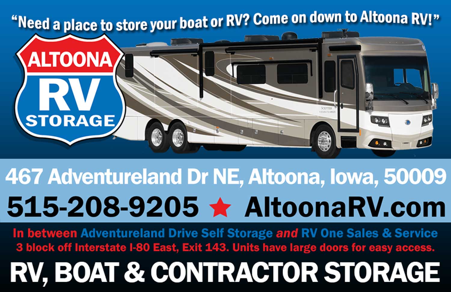 RV Boat Storage Contractor Lease Commercial Storage